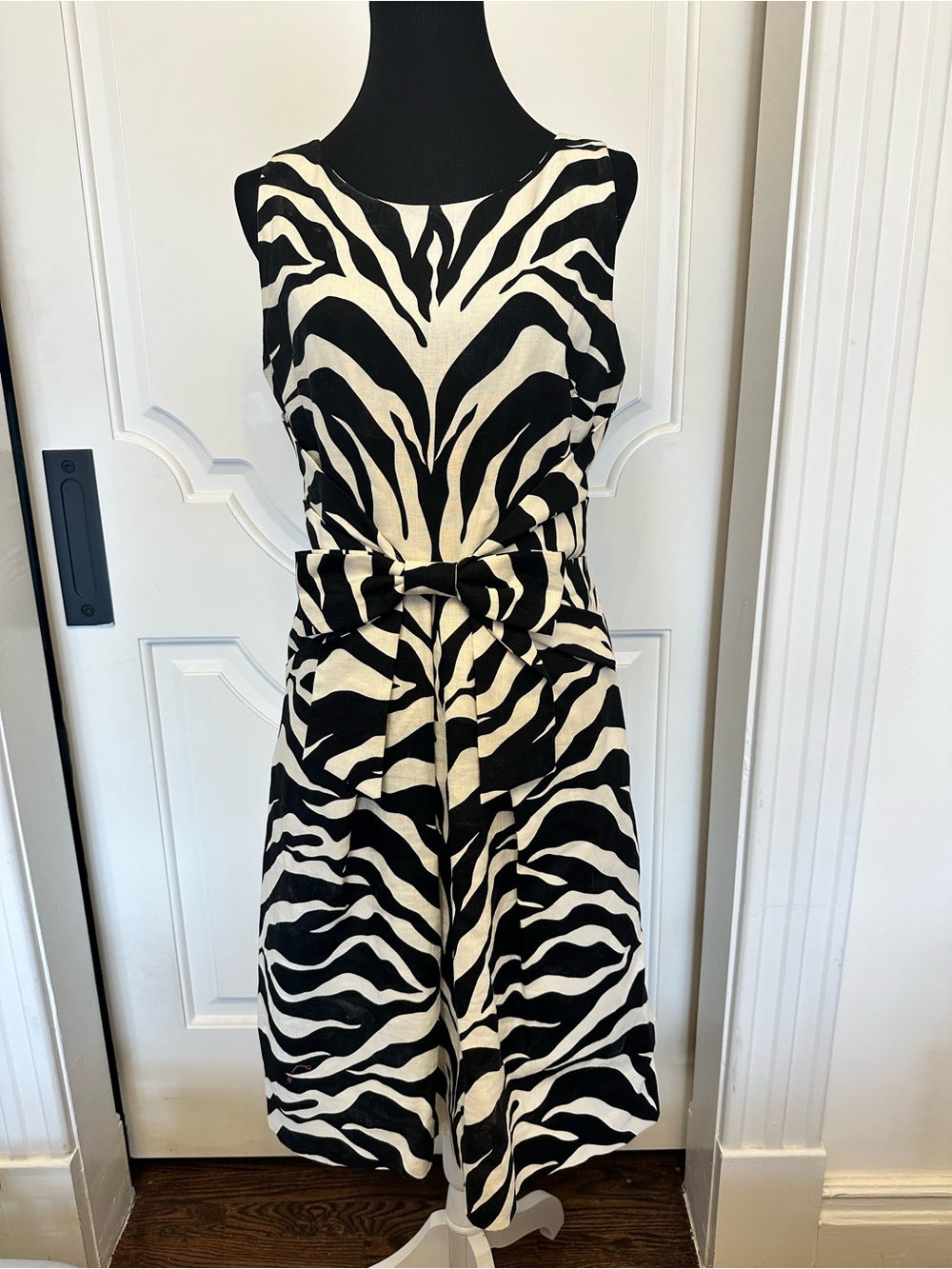 Kate Spade Zebra Print Bow Front Fit & Flare Dress Sz 12